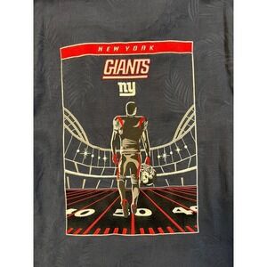 #A067 Tommy Bahama Mens Medium NWT 100% Silk Camp Shirt New York Giants NFL Embr